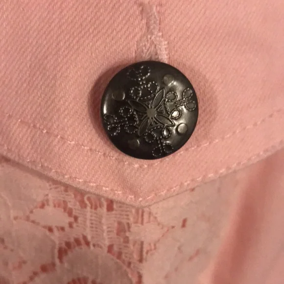 CJ Banks Women’s Pink Denim & Lace Jacket Size 1X - Picture 5 of 8